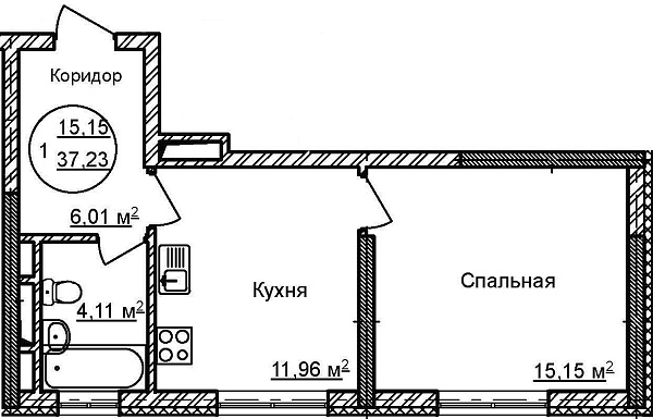 1-к квартира, 37 м², 25/32 эт., ЖК «Некрасовский» с. К