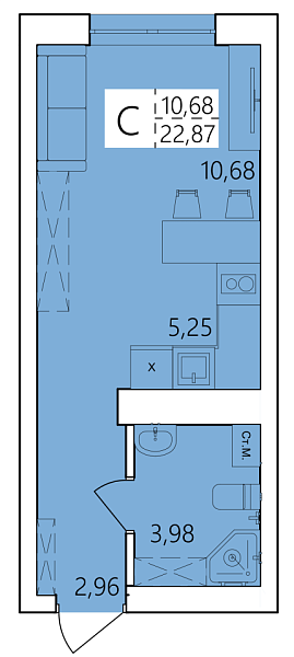 Студия, 22 м², 19/25 эт., ЖК «Волна», улица Ахметова,  239,  Уфа,  Республика Башкортостан