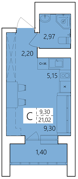 Студия, 21 м², 18/25 эт., ЖК «Волна», улица Ахметова,  239,  Уфа,  Республика Башкортостан