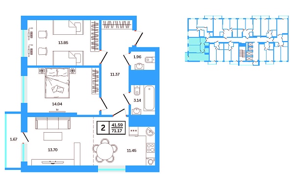 3-к квартира, 71 м², 13/26 эт., ЖК «Некрасовский» с. АБВ, Некрасовский переулок