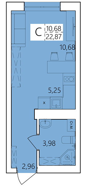 Студия, 22 м², 17/25 эт., ЖК «Волна», улица Ахметова,  239,  Уфа,  Республика Башкортостан