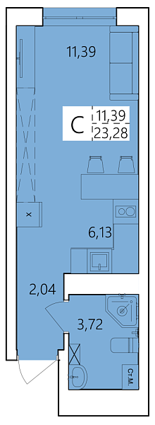 Студия, 23 м², 18/25 эт., ЖК «Волна», улица Ахметова,  239,  Уфа,  Республика Башкортостан