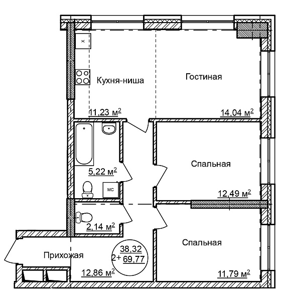 2-к квартира, 69 м², 25/32 эт., Комплекс апартаментов «CENTRAL PARK II» 2-к квартира, 69 м², 25/32 эт., Комплекс апартаментов «CENTRAL PARK II»