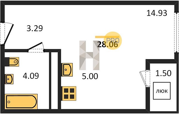 Студия, 28 м², 18/25 эт., 
 ЖК «Яркий», Уфа, Евгения Столярова ул., 