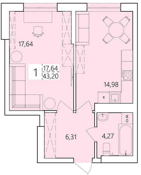 1-к квартира, 43 м², 1/25 эт., ЖК «Волна», улица Ахметова, 239, Уфа, Республика Башкортостан 1-к квартира, 43 м², 1/25 эт., ЖК «Волна», улица Ахметова, 239, Уфа, Республика Башкортостан