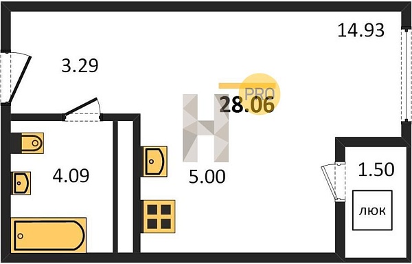 Студия, 28 м², 12/25 эт., 
 ЖК «Яркий», Уфа, Евгения Столярова ул., 