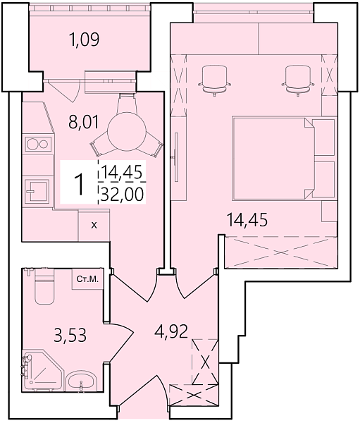 1-к квартира, 32 м², 20/25 эт., ЖК «Волна», улица Ахметова,  239,  Уфа,  Республика Башкортостан