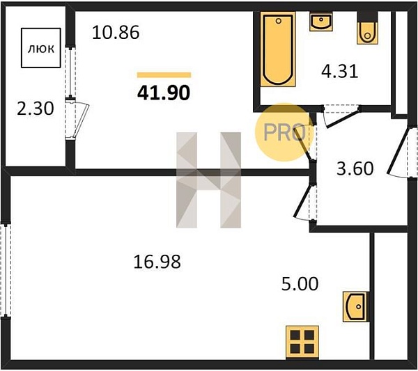 1-к, 41 м², 14/25 эт., 
 ЖК «Яркий», Уфа, Евгения Столярова ул., 