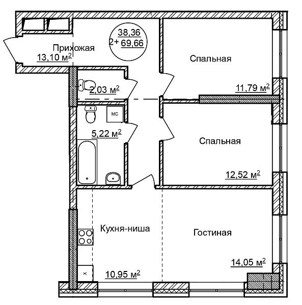 3-к квартира, 69 м², 28/32 эт., Комплекс апартаментов «CENTRAL PARK II» 3-к квартира, 69 м², 28/32 эт., Комплекс апартаментов «CENTRAL PARK II»