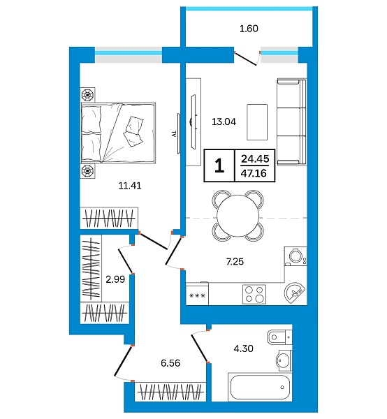 2-к квартира, 47 м², 7/24 эт., ЖК «Некрасовский» с. АБВ 2-к квартира, 47 м², 7/24 эт., ЖК «Некрасовский» с. АБВ