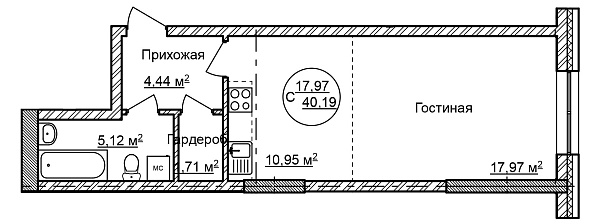 1-к квартира, 40 м², 18/32 эт., Комплекс апартаментов «CENTRAL PARK II» 1-к квартира, 40 м², 18/32 эт., Комплекс апартаментов «CENTRAL PARK II»