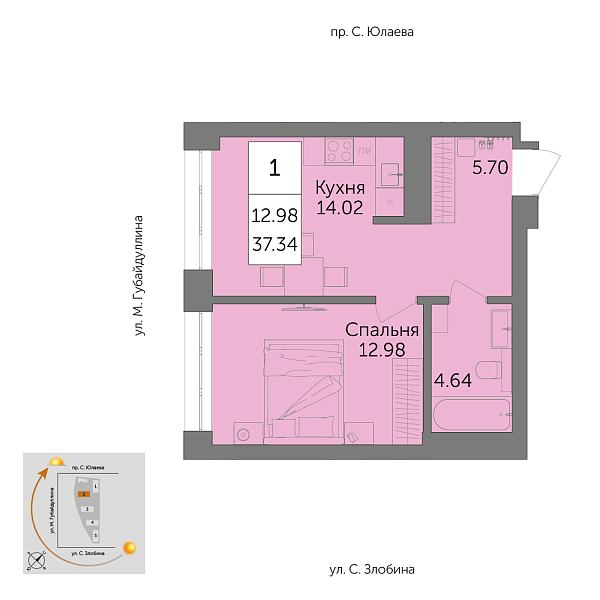 1-к квартира, 37 м², 21/25 эт., ЖК URBANIСA «Урбаника»