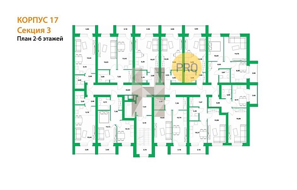 1-к, 44 м², 6/6 эт., 
 ЖК «Зубово Life Garden»